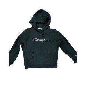 Campion Reverse Weave Long Sleeve Drawstring Hooded Sweatshirt Black  Large